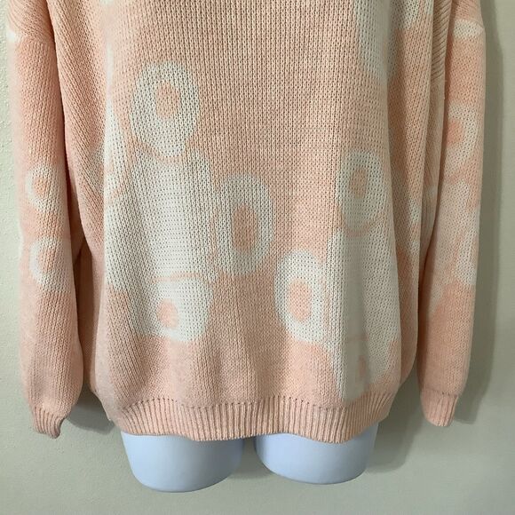 Sugar Co. Vintage 80s Fairy Kei Kawaii Pastel Pink Bear Knitted Sweater XL - Picture 3 of 10